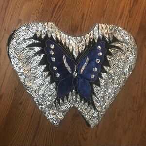 1980’s Vintage Sequin Butterfly Crop Top Glitz Sparkle prom formal